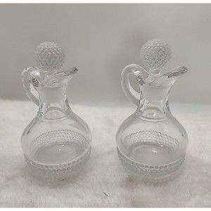2 Duncan & Miller TEAR DROP CRYSTAL 3 OZ OIL & VINEGAR CRUETS W/STOPPERS